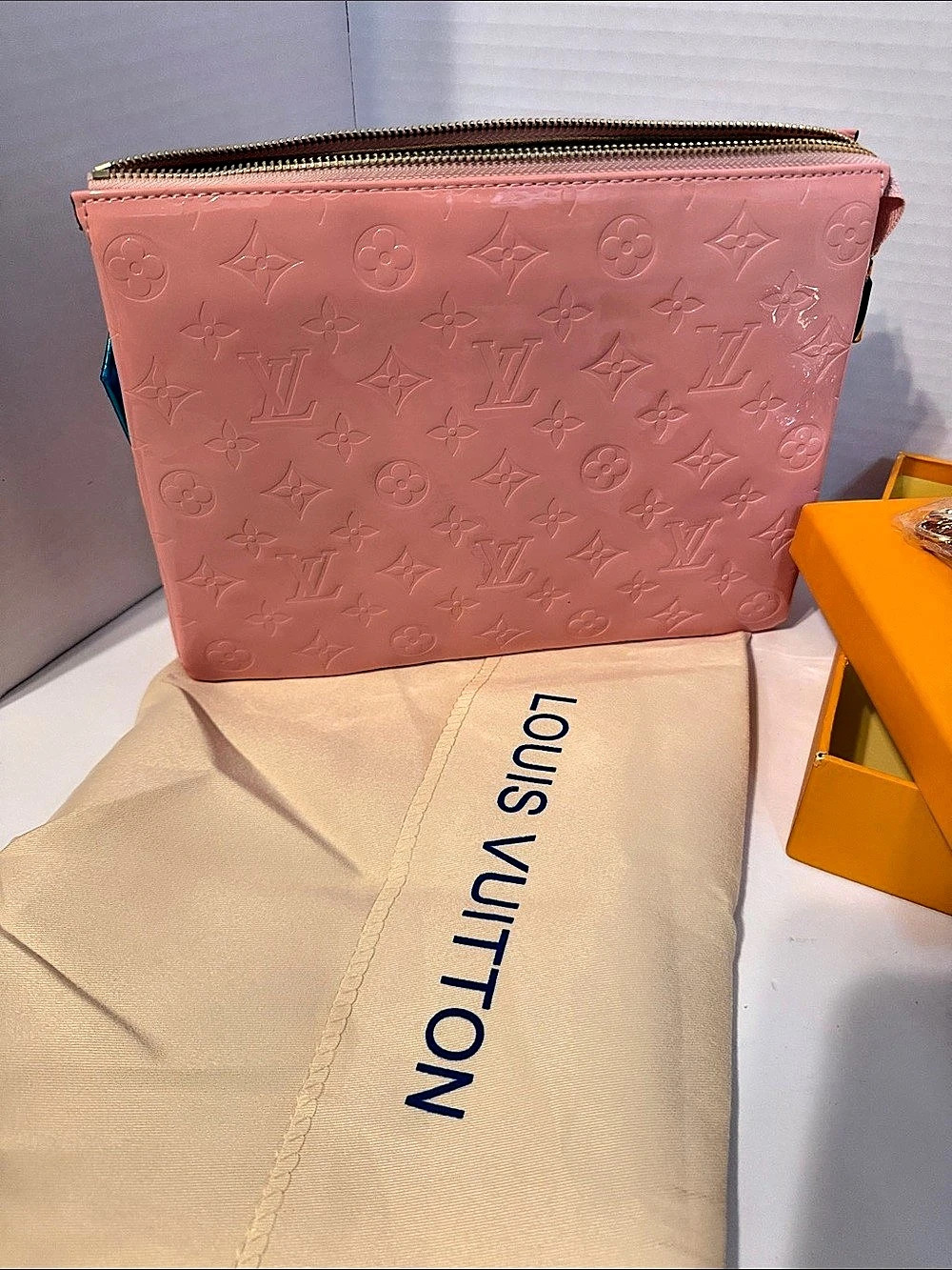 Unbranded monogrammed Pink Pochette with Chain NWT